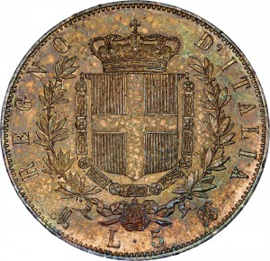 2663R 5 lire 1871 Scudo sannitico 2° tipo Milano Argento