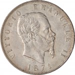 1162D 5 lire 1871 Scudo sannitico 2° tipo Roma Argento