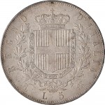 1166R 5 lire 1873 Scudo sannitico 2° tipo Milano Argento