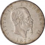 1166D 5 lire 1873 Scudo sannitico 2° tipo Milano Argento