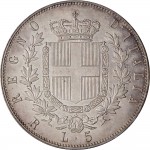 1170R 5 lire 1875 Scudo sannitico 2° tipo Roma Argento