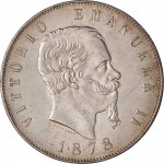 1174D 5 lire 1878 Scudo sannitico 2° tipo Roma Argento