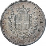 1196R 50 centesimi 1863 Scudo sannitico 2° tipo Torino Argento