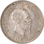 1199D 50 centesimi 1863 Valore su due rami di alloro 3° tipo Torino Argento