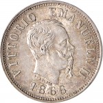 1200D 50 centesimi 1866 Valore su due rami di alloro 3° tipo Milano Argento