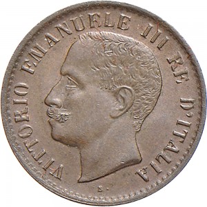 1563D 1 centesimo 1903 Valore entro semicorona di alloro e quercia Roma Rame