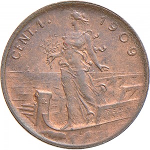 1570R 1 centesimo 1909 Italia marinara Roma Rame