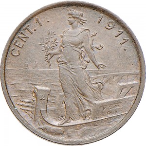 1572R 1 centesimo 1911 Italia marinara Roma Rame