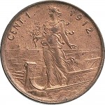 1574R 1 centesimo 1912 Italia marinara Roma Rame