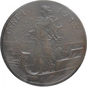 1575R-001 1 centesimo 1913 Italia marinara Roma Bronzo