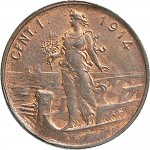 1576R 1 centesimo 1914 Italia marinara Roma Rame