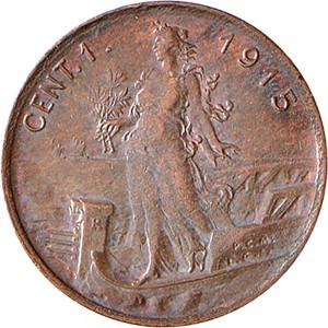 1577R 001 1 centesimo 1915 Italia marinara Roma Rame