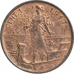 1579R 1 centesimo 1917 Italia marinara Roma Rame