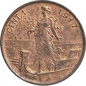 1579R 1 centesimo 1917 Italia marinara Roma Rame