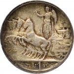 2615R 1 lira 1908 Italia su quadriga veloce 1° tipo Roma Argento Prova