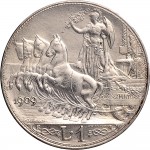 1428R 1 lira 1909 Italia su quadriga veloce Roma Argento
