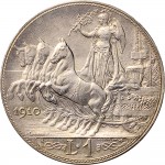 1429R 1 lira 1910 Italia su quadriga veloce Roma Argento