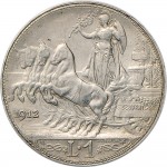 1430R 1 lira 1912 Italia su quadriga veloce Roma Argento
