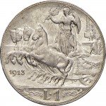 1431R 1 lira 1913 Italia su quadriga veloce Roma Argento