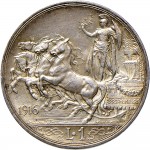 1433R 1 lira 1916 Italia su quadriga briosa Roma Argento