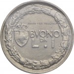 2621R 1 lira 1922 Italia seduta 1° tipo Roma Nichelio Prova