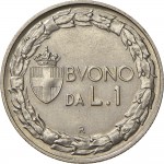 2622R 1 lira 1922 Italia seduta 1° tipo Roma Nichelio Prova
