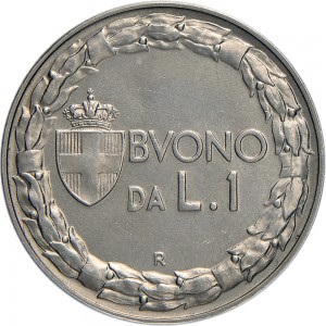 1436R 1 lira 1923 Italia seduta Roma Nichelio