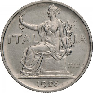 1438D 1 lira 1926 Italia seduta Roma Nichelio