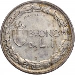 2623R 1 lira 1921 Italia seduta 1° tipo Roma Argento Prova