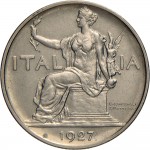 1439D 1 lira 1927 Italia seduta Roma Nichelio