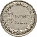 1441R 1 lira 1929 Italia seduta Roma Nichelio