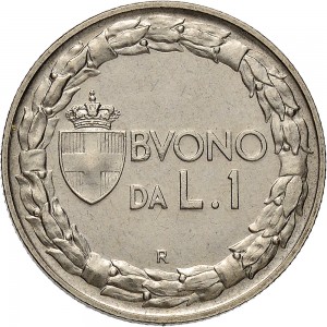 1441R 1 lira 1929 Italia seduta Roma Nichelio
