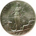 2640R 10 Centesimi 1908 Italia marinara Roma Alluminio Prova