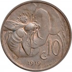 1499R 10 Centesimi 1919 Ape su fiore Roma Rame
