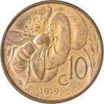 2642R 10 Centesimi 1919 Ape su fiore Roma Bronzo Prova