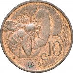 2643R 10 Centesimi 1919 Ape su fiore Roma Bronzo Prova