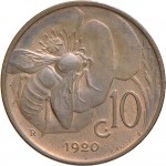 1500R 10 Centesimi 1920 Ape su fiore Roma Rame