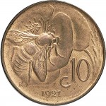 1501R 10 Centesimi 1921 Ape su fiore Roma Rame