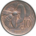 1507R 10 Centesimi 1927 Ape su fiore Roma Rame