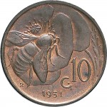 1511R 10 Centesimi 1931 Ape su fiore Roma Rame