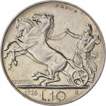 2591R 10 lire 1926 Italia su biga briosa 2° tipo Roma Argento Prova