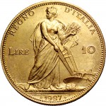 1358R 10 lire 1927 Italia aratrice Roma Oro