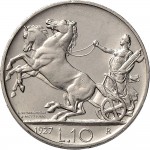 1364R 10 lire 1927 Italia su biga 1° tipo Roma Argento