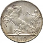 1365R 10 lire 1928 Italia su biga 1° tipo Roma Argento