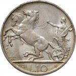 1366R 10 lire 1928 Italia su biga 1° tipo Roma Argento