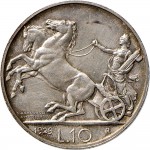 1367R 10 lire 1929 Italia su biga 1° tipo Roma Argento