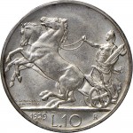 1368R 10 lire 1929 Italia su biga 1° tipo Roma Argento