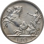1370R 10 lire 1931 Italia su biga Roma Argento