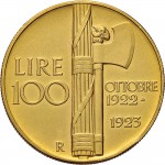 1319R 100 lire 1923 Fascio littorio 3° tipo Roma Oro