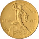 1320R 100 lire 1925 Fante vittorioso 4° tipo Roma Oro